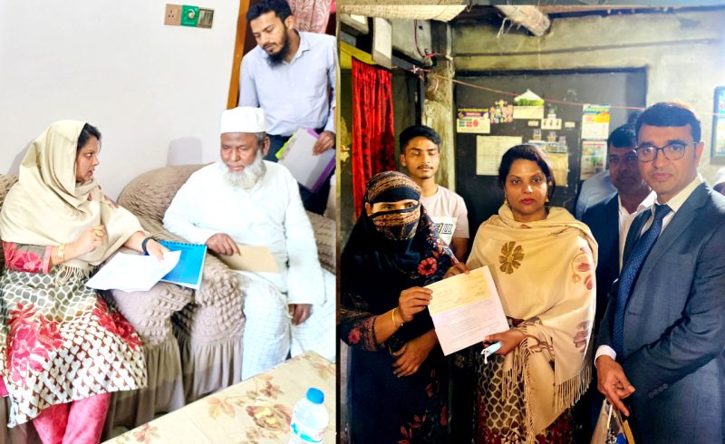 শহীদ ইশমাম ও এডভোকেট আলিফের বাড়িতে নগদ অর্থ ও উপহার নিয়ে জেলা প্রশাসক