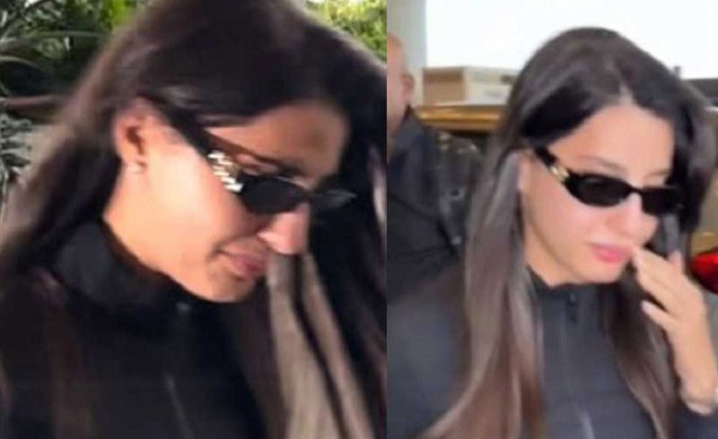 কাঁদতে কাঁদতে বিমানবন্দরে প্রবেশ করলেন নোরা ফাতেহি