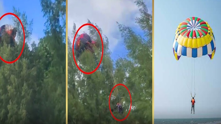 কক্সবাজারে গাছে ঝুলে ছিলেন পর্যটক, সৈকতে প্যারাসেলিং বন্ধ