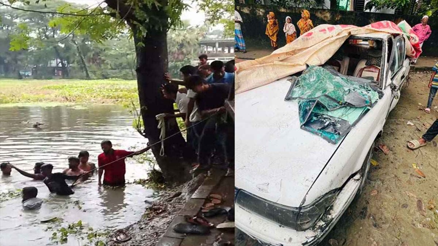 প্রশিক্ষণ প্রাইভেট কার পুকুরে পড়ে তরুণের মৃত্যু