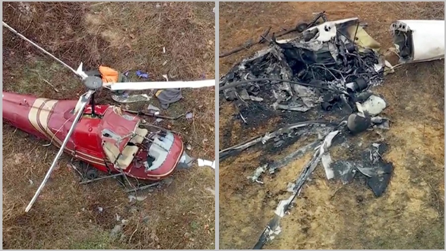 মাঝ আকাশে সংঘর্ষে ২ হেলিকপ্টার বিধ্বস্ত,পাইলট নিহত