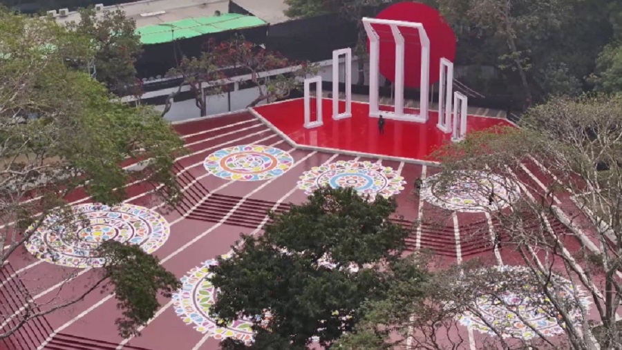ভাষা শহীদদের শ্রদ্ধা জানাতে প্রস্তুত শহীদ মিনার