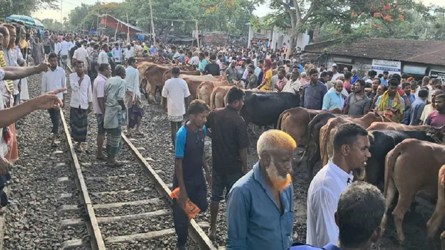 রেলপথ দখল করে কুরবানির হাট, চট্টগ্রামে ভয়াবহ দুর্ঘটনার আশঙ্কা